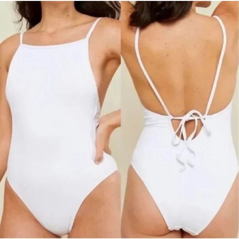 Andie Swim The Paloma Ribbed One Piece White NEW